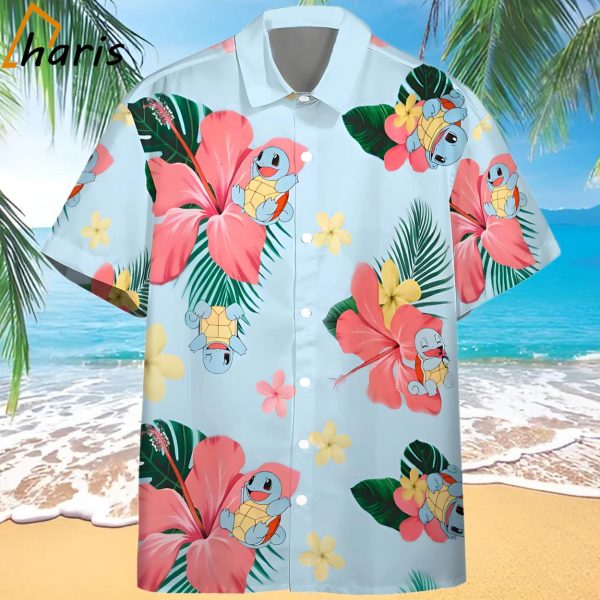 Pokemon Squirtle Tropical Flowers Hawaiian Shirt