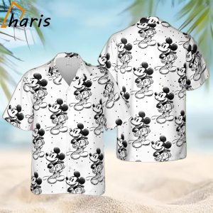 Sketch of Mickey Mouse Disney Inspired Button Down Hawaiian Shirt