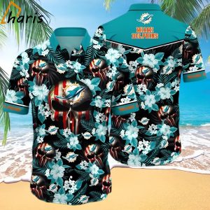 Skull Flower Miami Dolphins Hawaiian Shirt