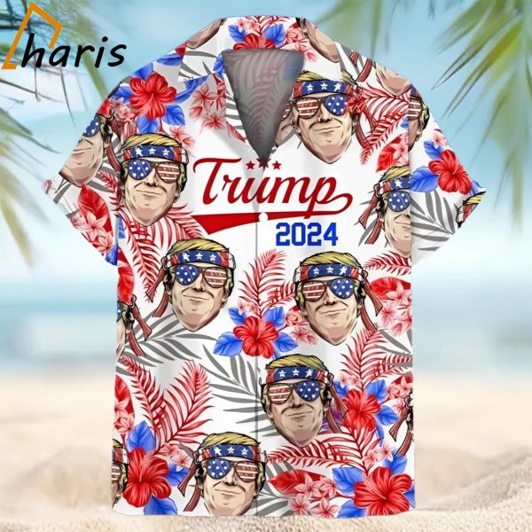 Tropical Flower Trump President Maga Hawaiian Shirt