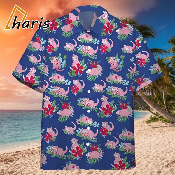 Tropical Slowpoke Pink Blue Pokemon Hawaiian Shirt