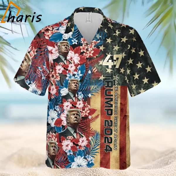 Trump 2024 Make America Great Again Flowers Tropical Hawaiian Shirt