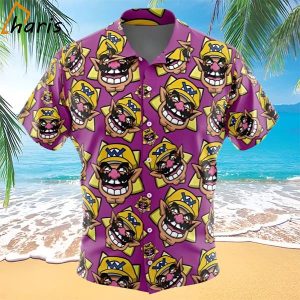 Wario Super Mario Button Up Hawaiian Shirt