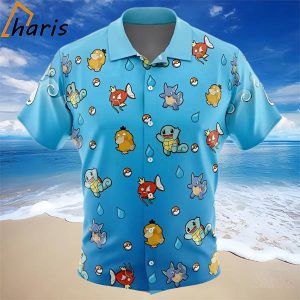 Water Type Pattern Pokemon Button Up Hawaiian Shirt