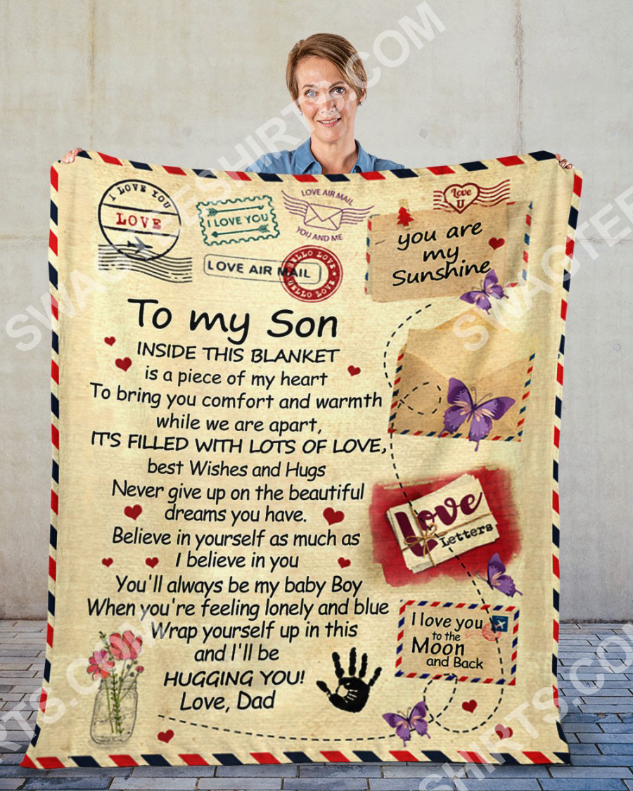 Air Mail To My Son ILl Be Hugging You Your Dad Blanket Air Mail To My Son ILl Be Hugging You Your Dad Blanket