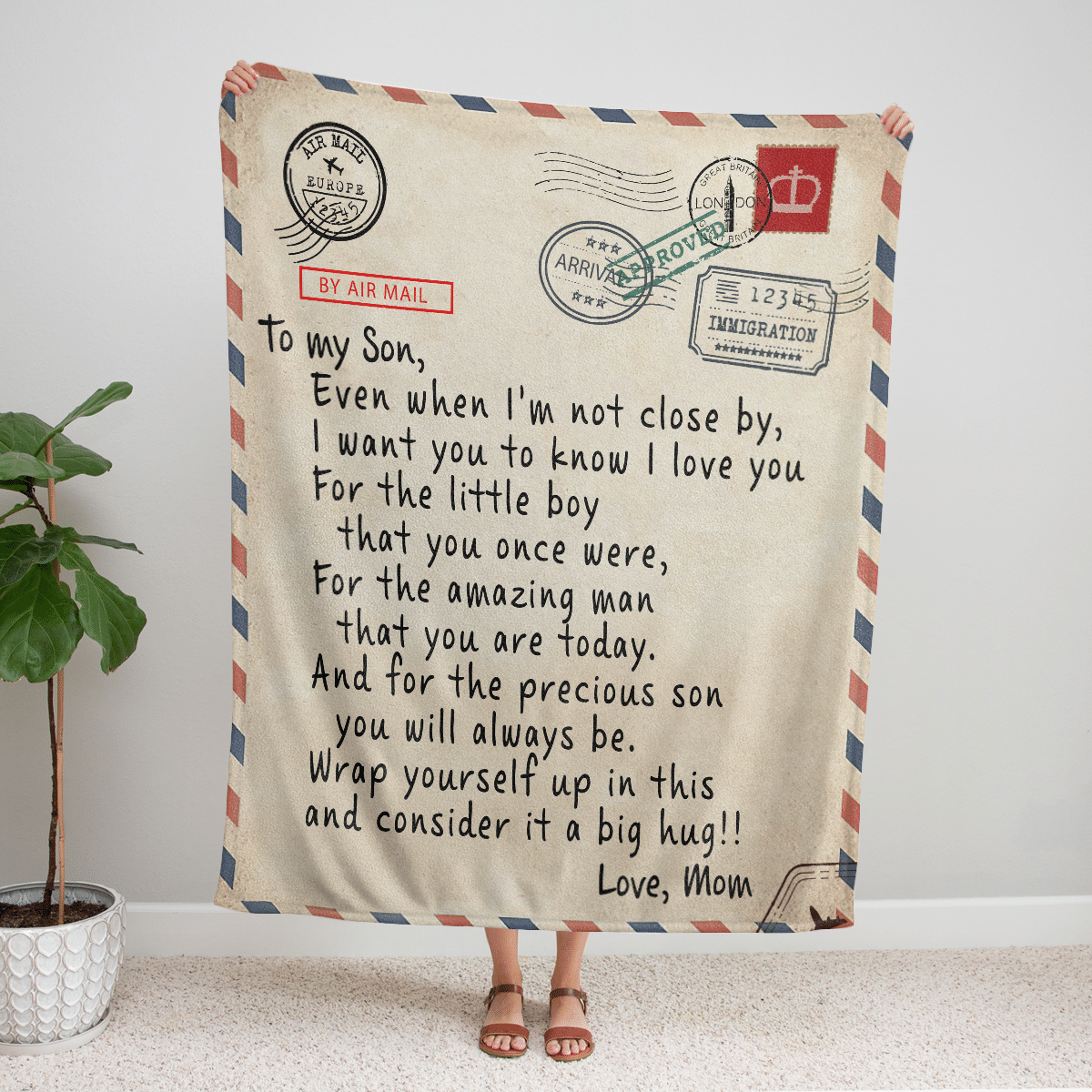 Airmail From Mom To My Son Blanket Airmail From Mom To My Son Blanket