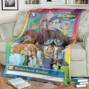 Anime Digimon Selected Kids Custom Soft Blanket 1