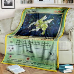 Anime Pkm Scyther Holo 1St Edition Custom Soft Blanket And Quilt