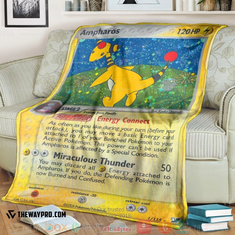 Anime Pokemon Ampharos Unseen Forces Soft Blanket 4 Anime Pokemon Ampharos Unseen Forces Soft Blanket 4