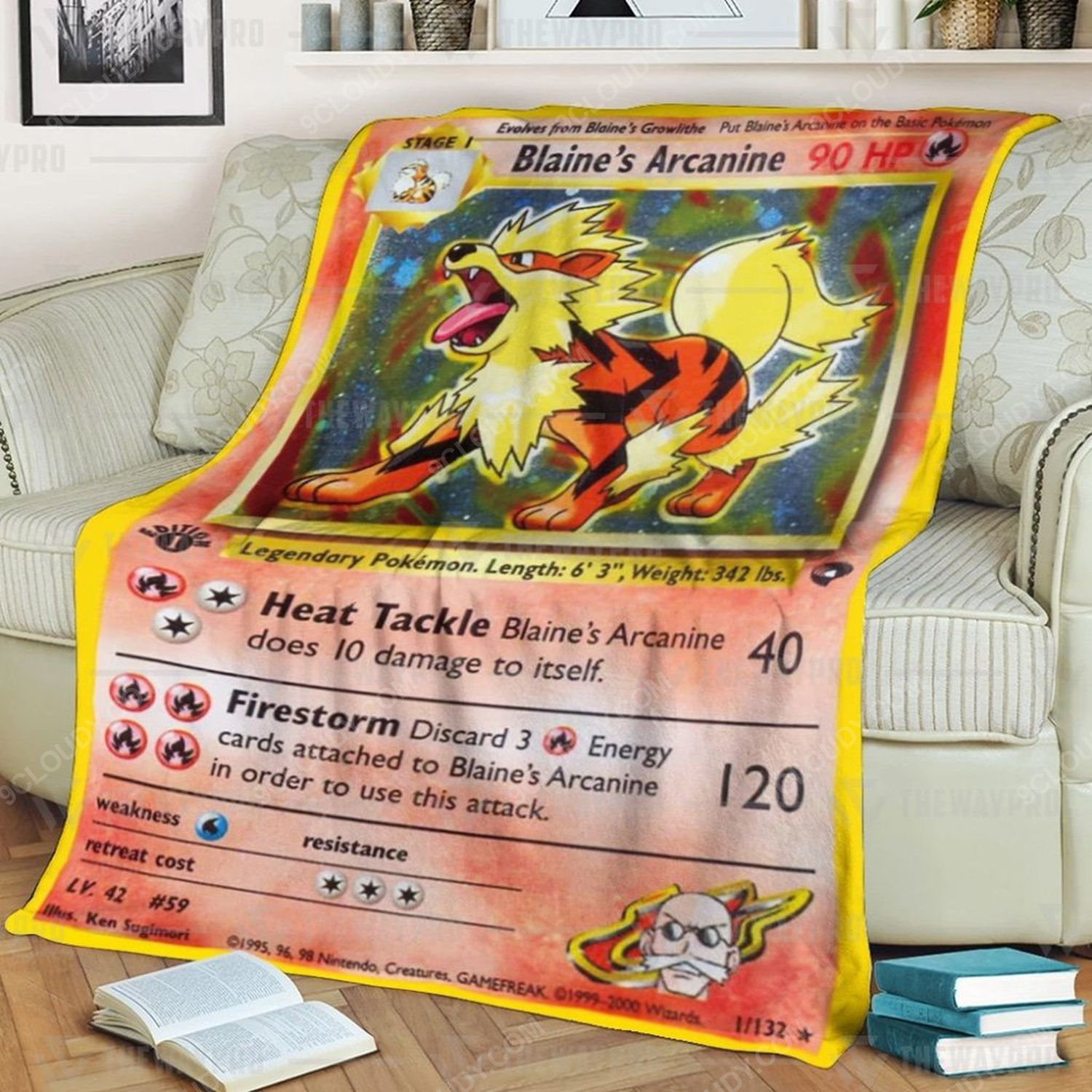Anime Pokemon BlaineS Arcanine Full Print Soft Blanket Anime Pokemon BlaineS Arcanine Full Print Soft Blanket