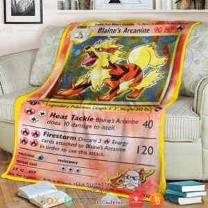 Anime Pokemon BlaineS Arcanine Soft Blanket