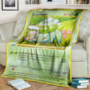 Anime Pokemon Bulbasaur 1St Edition Full Print Soft Blanket