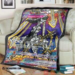 Anime Pokemon Card Arceus Hybrid Vmax Stain Glass Soft Blanket