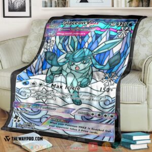 Anime Pokemon Card Glaceon Hybrid Vmax Stain Glass Soft Blanket
