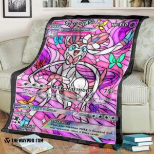 Anime Pokemon Card Sylveon Hybrid Vmax Stain Glass Soft Blanket