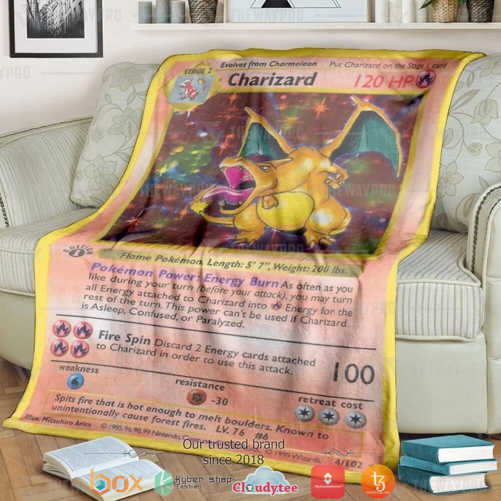 Anime Pokemon Charizard Card Soft Blanket Anime Pokemon Charizard Card Soft Blanket