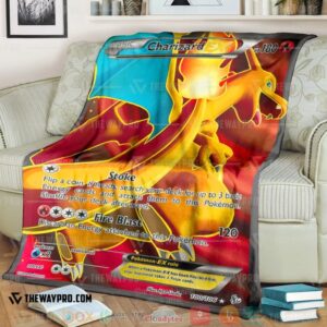 Anime Pokemon Charizard Ex Flashfire Soft Blanket