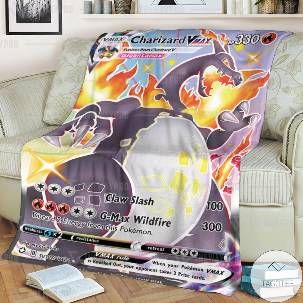 Anime Pokemon Charizard Vmax Shining Fates Custom Blanket Anime Pokemon Charizard Vmax Shining Fates Custom Blanket