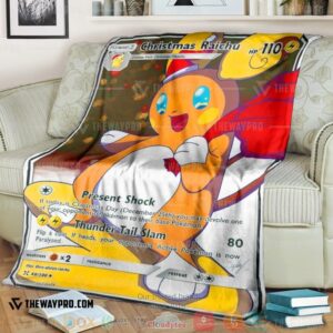 Anime Pokemon Christmas Raichu Soft Blanket
