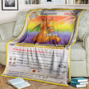 Anime Pokemon Dragonite 1St Edition Full Print Soft Blanket