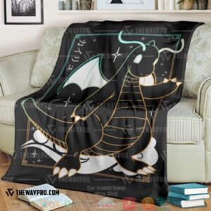 Anime Pokemon Dragonite Cloud Black Soft Blanket