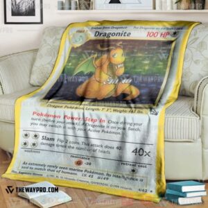 Anime Pokemon Dragonite Holo 1St Edition Blanket