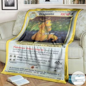 Anime Pokemon Dragonite Holo 1St Edition Custom Blanket
