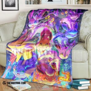 Anime Pokemon Eevee Evolution Pink Soft Blanket