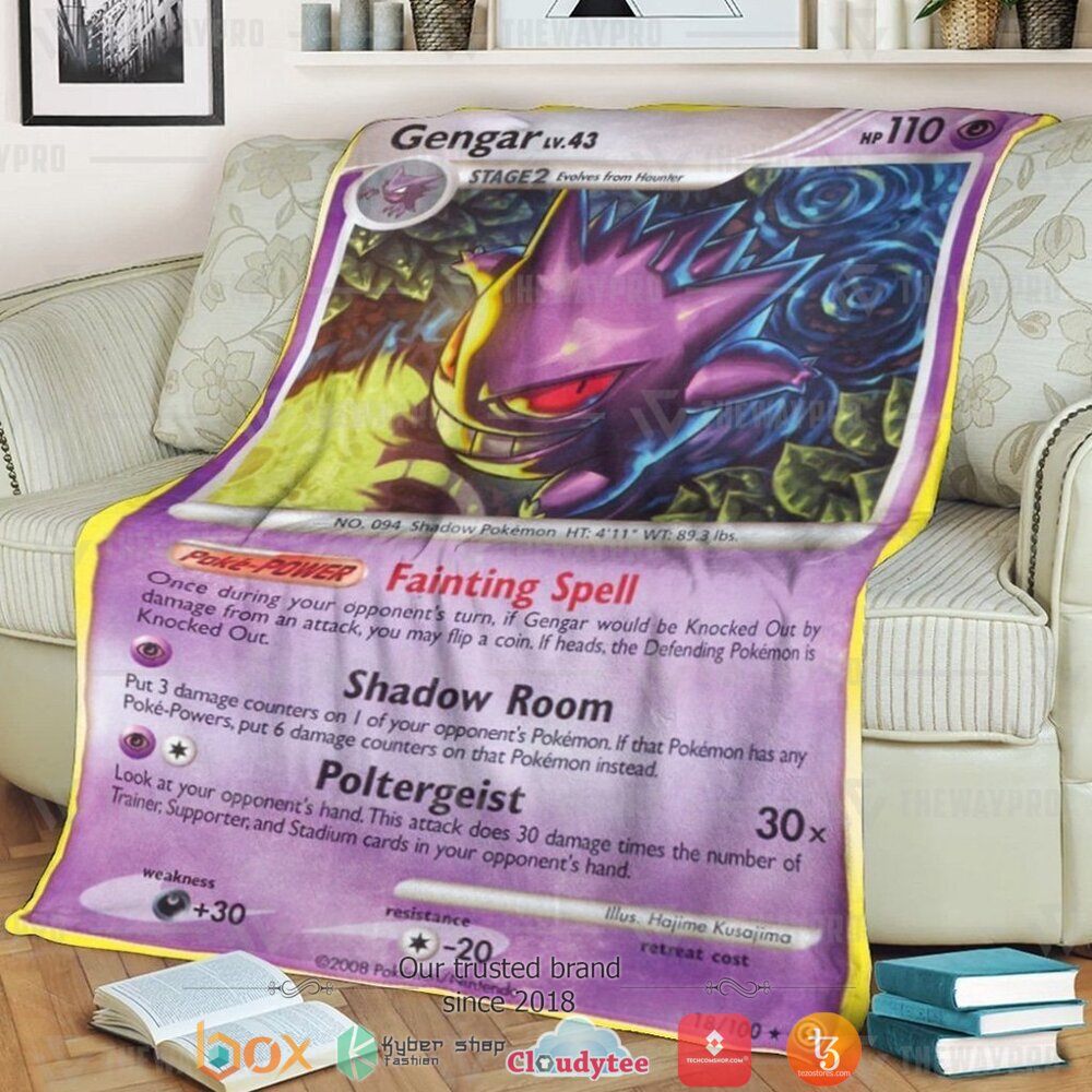 Anime Pokemon Gengar Stormfront Soft Blanket Anime Pokemon Gengar Stormfront Soft Blanket