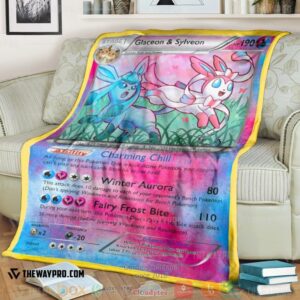 Anime Pokemon Glaceon And Sylveon Duo Card Soft Blanket