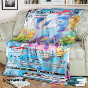 Anime Pokemon Glaceon Vmax Evolving Skies Soft Blanket 4