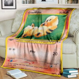 Anime Pokemon Growlithe 1St Edition Bite Custom Blanket And Quilt