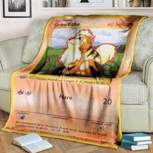 Anime Pokemon Growlithe 1St Edition Flare Custom Blanket And Quilt