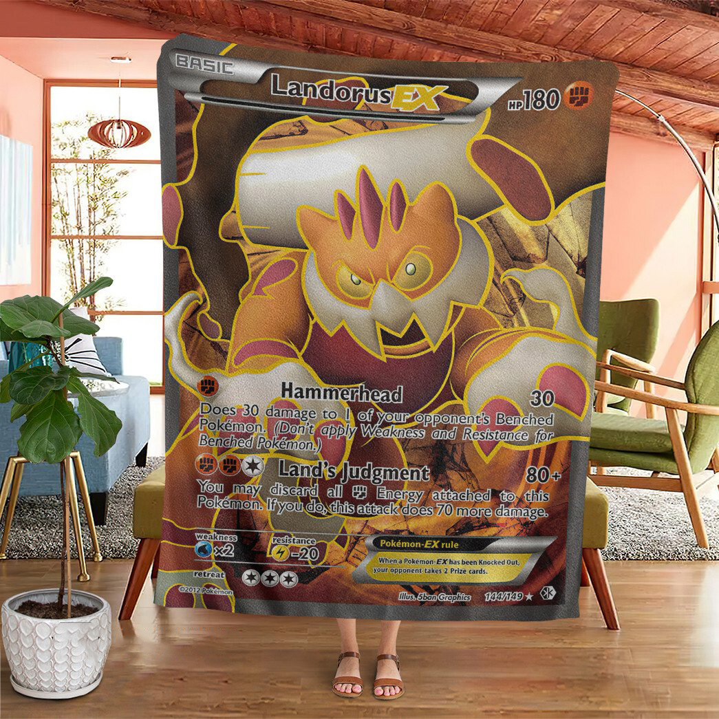 Anime Pokemon Landorus Ex Boundaries Crossed Cards Custom Soft Blanket Anime Pokemon Landorus Ex Boundaries Crossed Cards Custom Soft Blanket