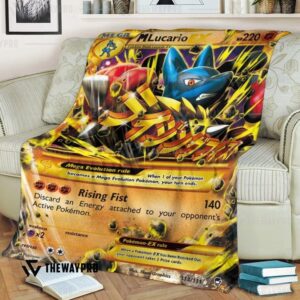 Anime Pokemon M Lucario Ex Furious Fists Quilt Blanket