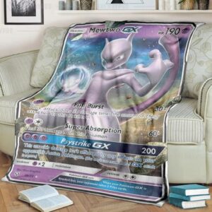 Anime Pokemon Mewtwo Gx Custom Soft Blanket