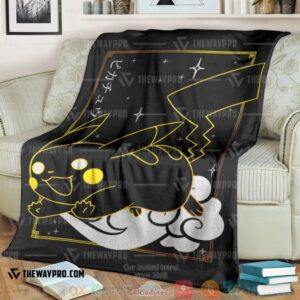 Anime Pokemon Pikachu Black Soft Blanket