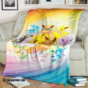 Anime Pokemon Pikachu Eevee Evolution Soft Blanket