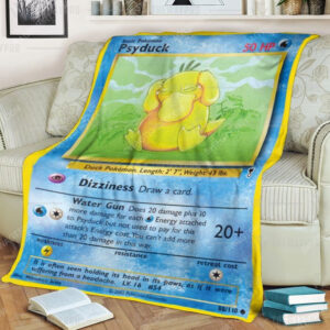 Anime Pokemon Psyduck Full Print Soft Blanket