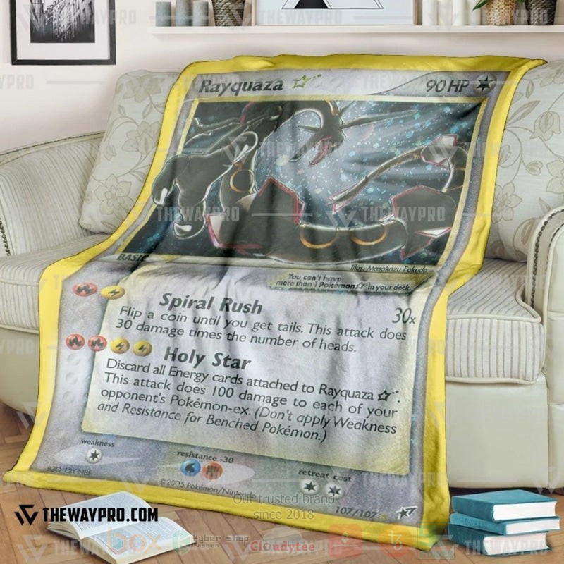 Anime Pokemon Rayquaza Card Blanket Anime Pokemon Rayquaza Card Blanket