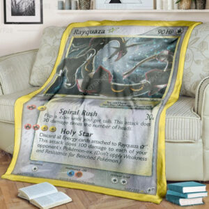 Anime Pokemon Rayquaza Card Full Print Soft Blanket