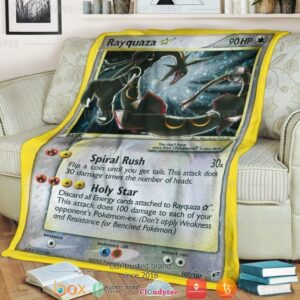 Anime Pokemon Rayquaza Gold Star Holo Soft Blanket 1