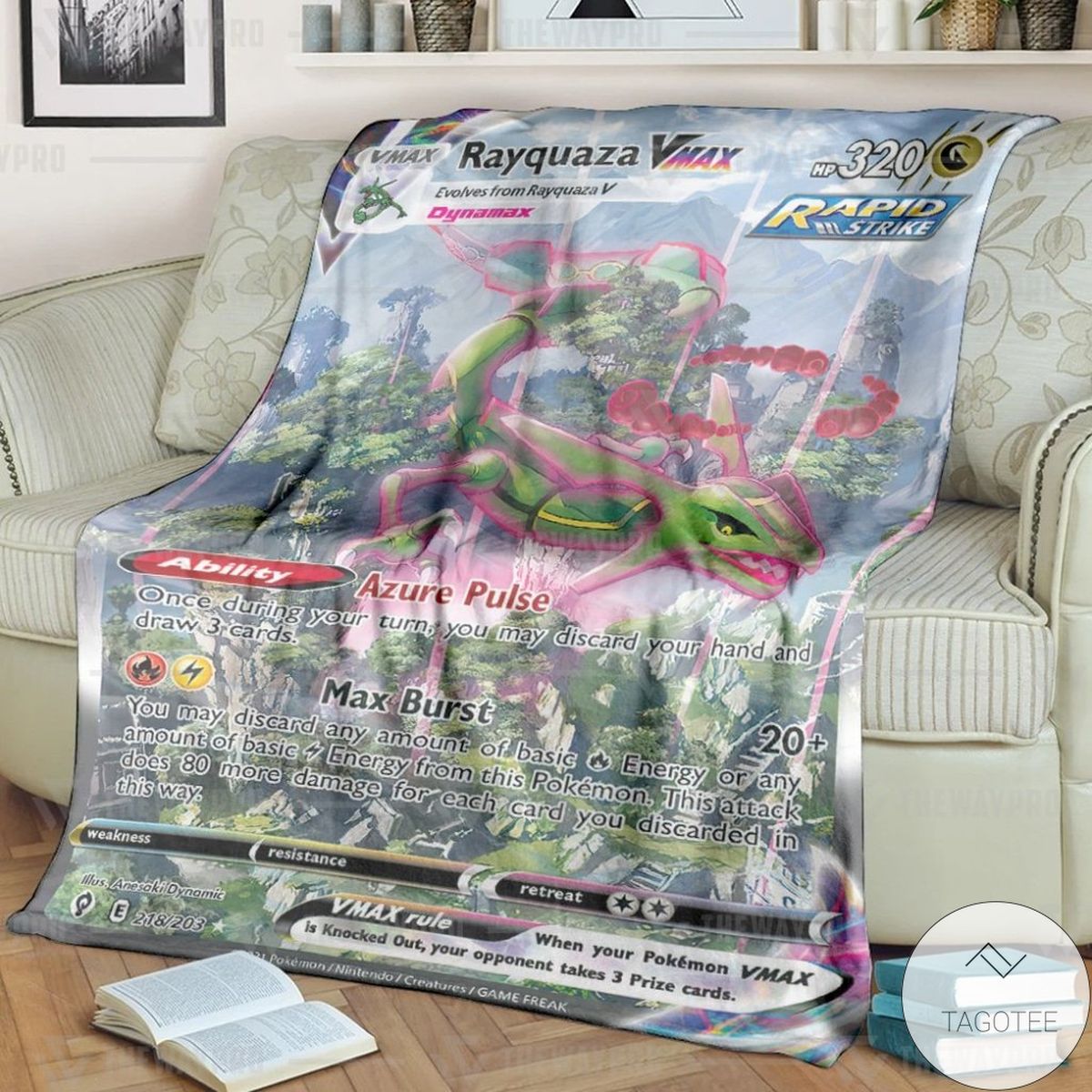 Anime Pokemon Rayquaza Vmax Custom Blanket Anime Pokemon Rayquaza Vmax Custom Blanket
