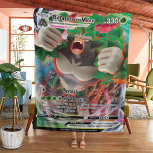 Anime Pokemon Rillaboom Vmax Rebel Clash Custom Soft Blanket