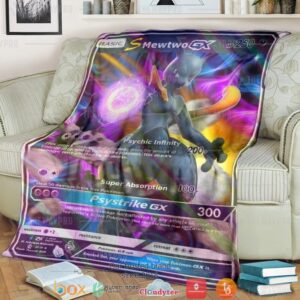 Anime Pokemon S Mewtwo Gx Shadow Soft Blanket