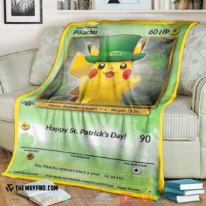Anime Pokemon Saint Patrick Pikachu Soft Blanket