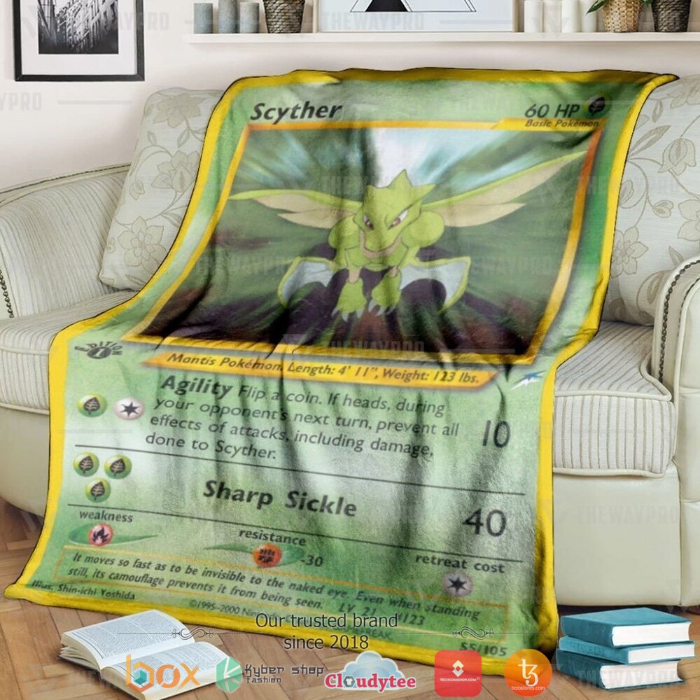 Anime Pokemon Scyther 1St Edition Soft Blanket 1 Anime Pokemon Scyther 1St Edition Soft Blanket 1