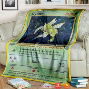 Anime Pokemon Scyther Holo 1St Edition Soft Blanket 1