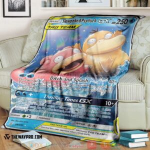 Anime Pokemon Slowpoke Psyduck Gx Unified Minds Soft Blanket 4