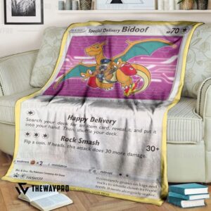 Anime Pokemon Special Delivery Bidoof Quilt Blanket